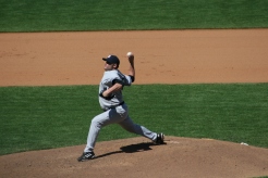 Roger Clemens of the Yankees delivers a pitch against the SF Giants on June 24, 2007. Photo by Chad King.